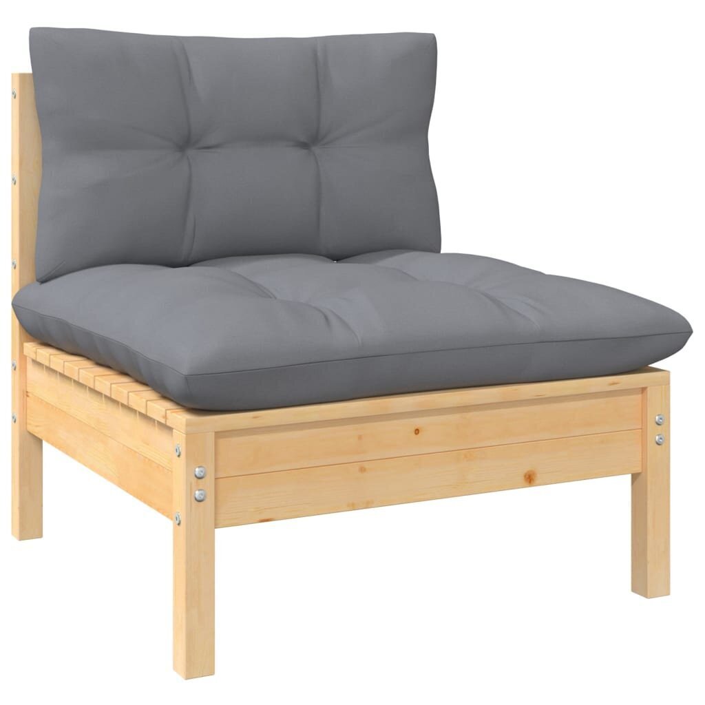 Vidurinė sodo sofos dalis su pilkomis pagalvėlėmis kaina ir informacija | Lauko kėdės, foteliai, pufai | pigu.lt