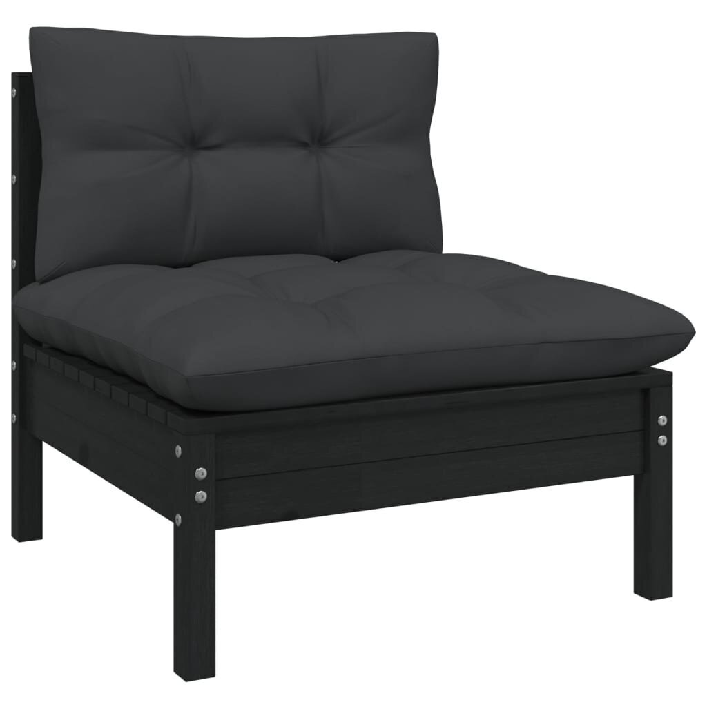 Vidurinė sodo sofos dalis su pagalvėlėmis, juoda kaina ir informacija | Lauko kėdės, foteliai, pufai | pigu.lt