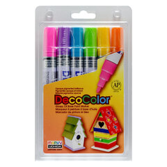 Markeriai įvairių paviršių dekoravimui Marvy Decocolor Paint Marker Broad #300-6C Hot Colors, 6 vnt. цена и информация | Принадлежности для рисования, лепки | pigu.lt