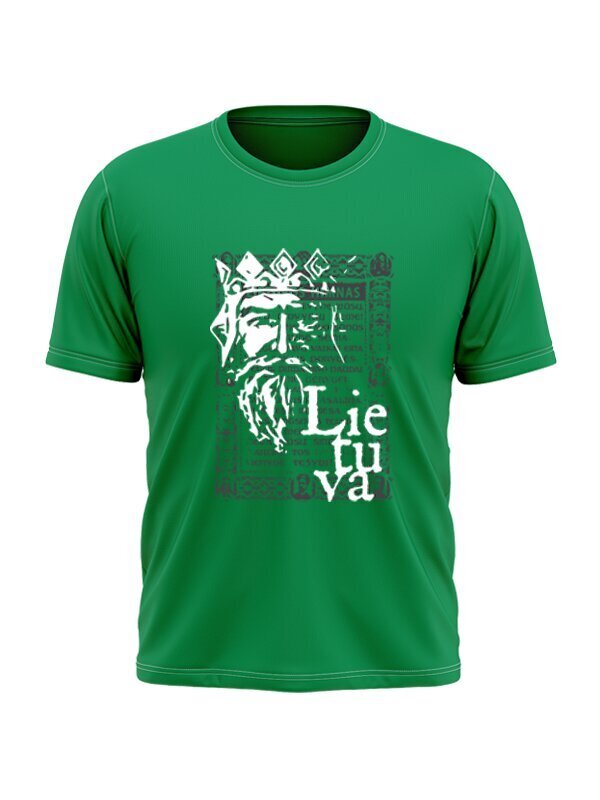 Marškinėliai vaikams žali su karalium Mindaugu kaina ir informacija | Lietuviška sirgalių atributika | pigu.lt
