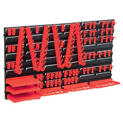 Sandėliavimo rinkinys su plokštėmis, 71 dalis, raudonas/juodas kaina ir informacija | Įrankių dėžės, laikikliai | pigu.lt