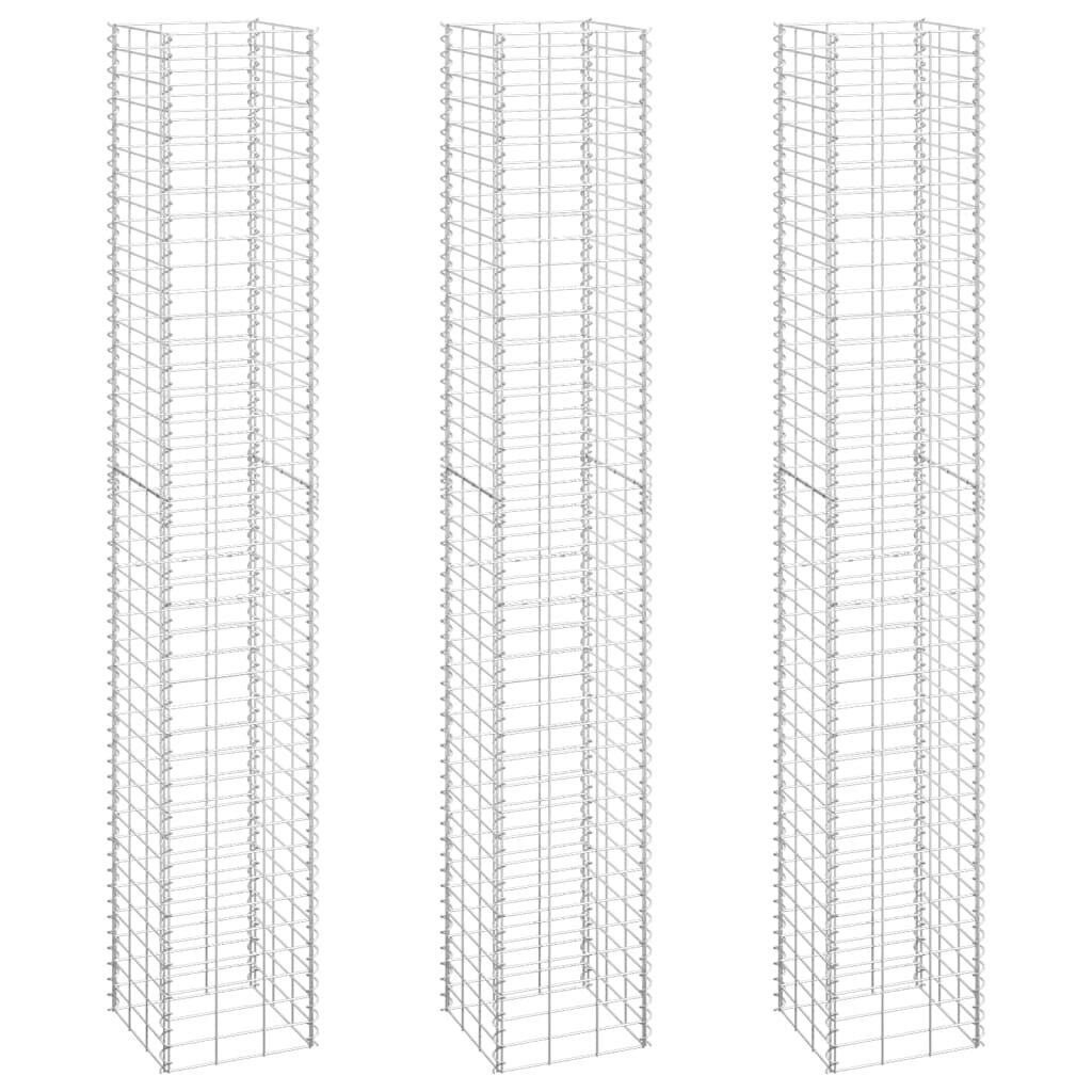 Aukšti gabionų loveliai, 3vnt., 30x30x200cm, geležis kaina ir informacija | Vazonėliai daiginimui ir persodinimui | pigu.lt