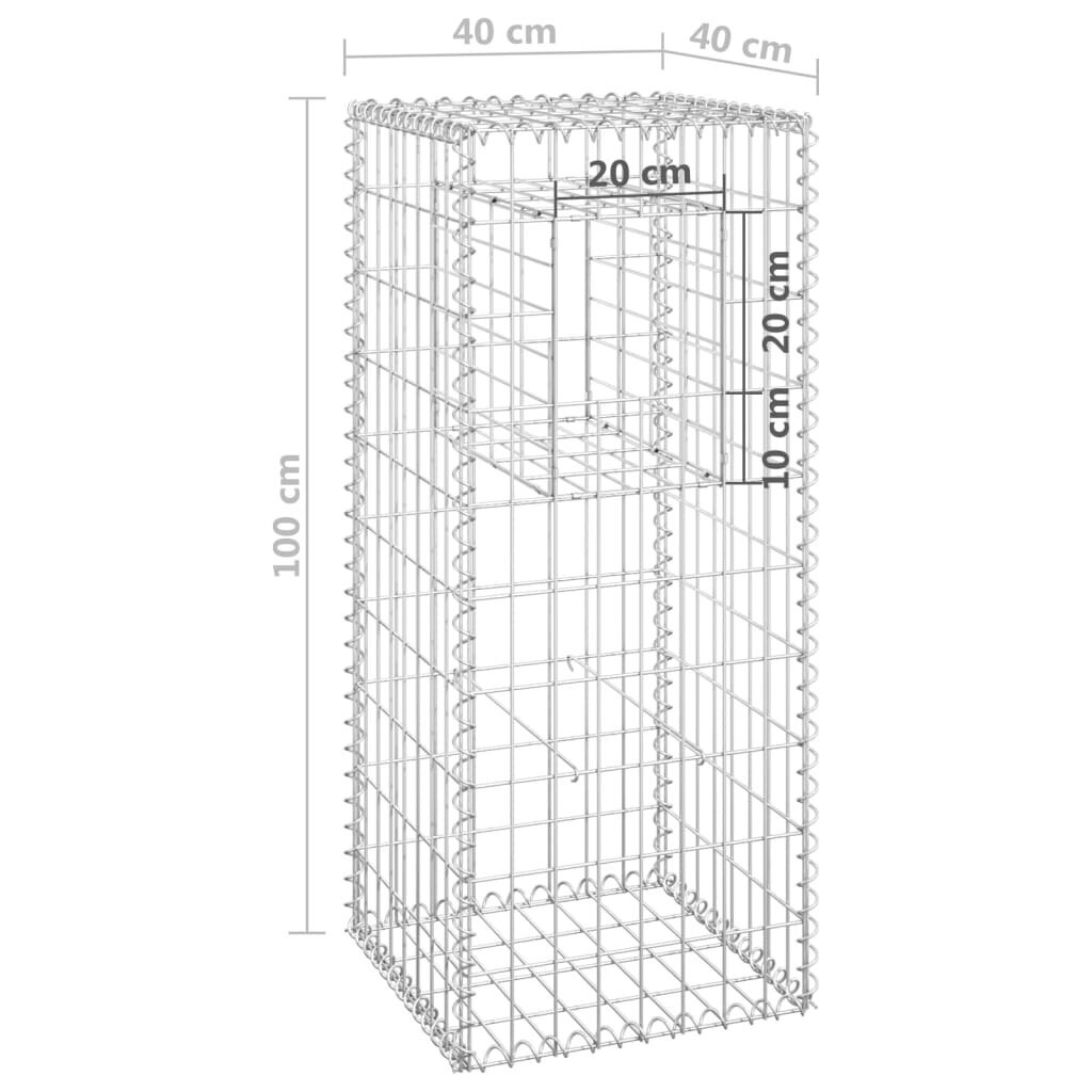 Gabionų krepšių kolonos, 2vnt., 40x40x100cm, geležis цена и информация | Tvoros ir jų priedai | pigu.lt