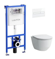 Комплект для унитаза Laufen Pro + LIS CW1 + Slim медленно закрывающаяся крышка + белая клавиша цена и информация | Унитазы | pigu.lt