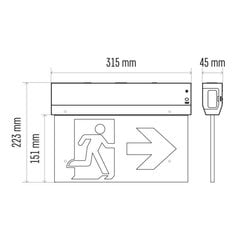 Evakuacinis avarinis šviestuvas Exit, LED 230V AC 3W 30lm 3val., su baterija, Emos kaina ir informacija | EMOS Baldai ir namų interjeras | pigu.lt