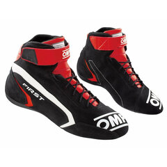 Lenktynių/moto batai OMP First Race, juodi/raudoni kaina ir informacija | Moto batai | pigu.lt