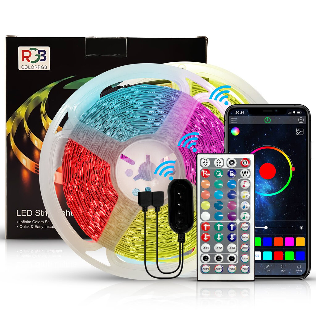 Išmanioji RGB 5050 LED juosta 12m su Bluetooth funkcija ir muzikos valdymu kaina ir informacija | LED juostos | pigu.lt