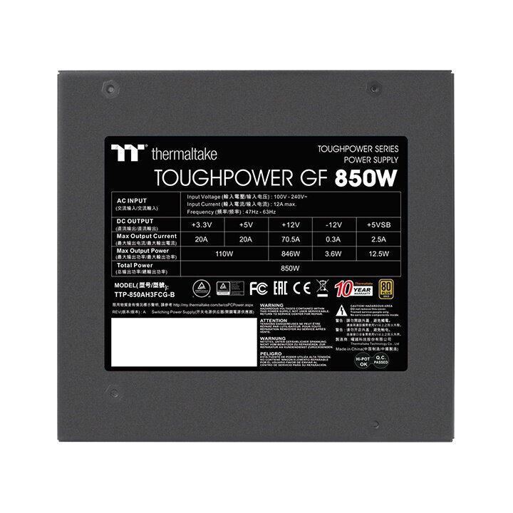 Thermaltake Toughpower GF 850W kaina ir informacija | Maitinimo šaltiniai (PSU) | pigu.lt