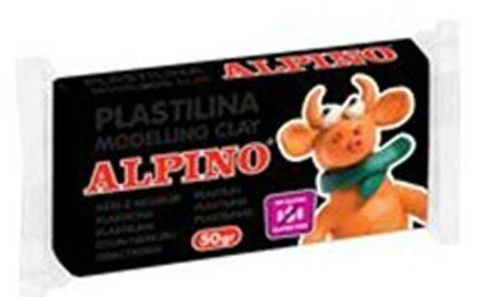 Plastilinas Alpino, juodas, 50g kaina ir informacija | Piešimo, tapybos, lipdymo reikmenys | pigu.lt