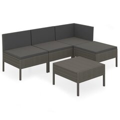 Sodo baldų komplektas vidaXL, su pagalvėlėmis, 5 dalių, pilkas kaina ir informacija | Lauko baldų komplektai | pigu.lt