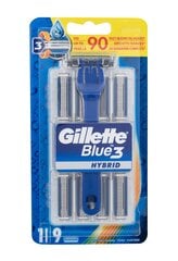 Skustuvas + 9 skutimosi galvutės Gillette Blue3 Hybryd kaina ir informacija | Skutimosi priemonės ir kosmetika | pigu.lt