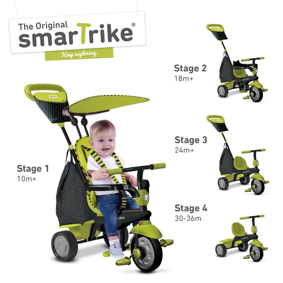 Daugiafunkcinis stumiamas triratukas smarTrike Glow, žalias kaina ir informacija | Triratukai | pigu.lt