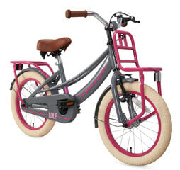 Vaikiškas dviratis Supersuper Lola, 16”, pilkas/rožinis kaina ir informacija | Dviračiai | pigu.lt