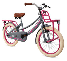 Vaikiškas dviratis Supersuper Lola, 18'', 28 cm, pilkas/rožinis kaina ir informacija | Dviračiai | pigu.lt