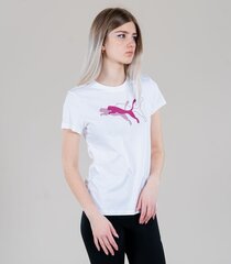 Moteriški marškinėliai Puma Power 847112*02, baltos/bordo spalvos 4064535446333 kaina ir informacija | Marškinėliai moterims | pigu.lt