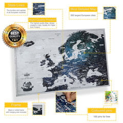 Карта Европы с булавками 59,5 x 42 см цена и информация | Карты мира | pigu.lt