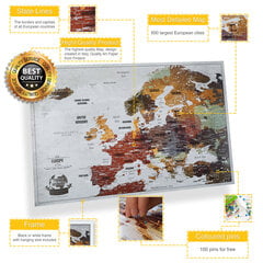 Europos žemėlapis su smeigtukais 42 x 29,7 cm kaina ir informacija | Žemėlapiai | pigu.lt