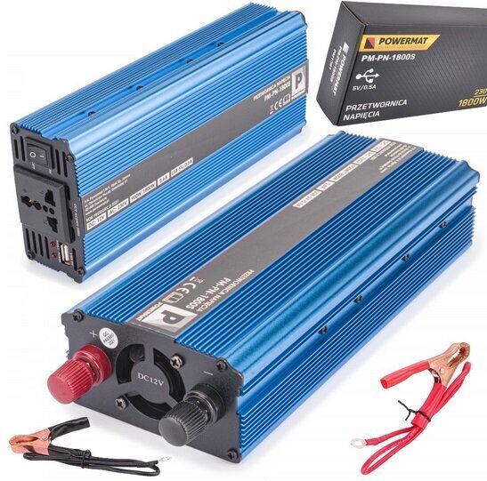 Įtampos keitiklis/konverteris PowerMat, 12V, 1800W kaina | pigu.lt