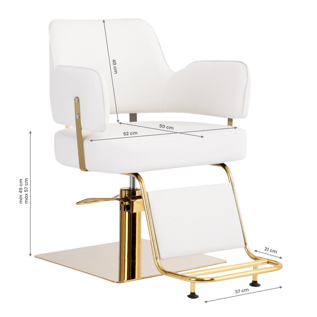 Gabbiano kirpimo kėdė - Linz gold, balta kaina ir informacija | Baldai grožio salonams | pigu.lt