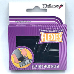 Mr.Lacy Flexies плоский резиновый шнур, черный, 110 см цена и информация | Средства для ухода за одеждой и обувью | pigu.lt