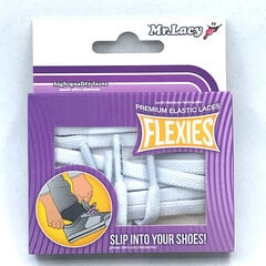 Mr.Lacy Flexies плоский резиновый шнур, белый, 90 см цена и информация | Средства для ухода за одеждой и обувью | pigu.lt