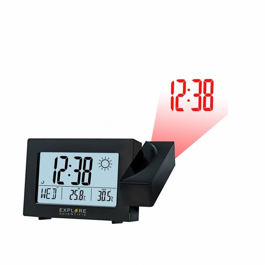 Žadintuvas su orų stotele Explore Scientific Projection RC Alarm, juodas kaina ir informacija | Meteorologinės stotelės, termometrai | pigu.lt