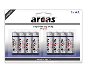 Arcas elementai Super Heavy Duty AA/R6, 8 vnt. kaina ir informacija | Elementai | pigu.lt