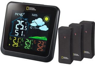 Метеостанция с цветным дисплеем Bresser National Geographic VA, с тремя датчиками цена и информация | Метеорологические станции, термометры | pigu.lt
