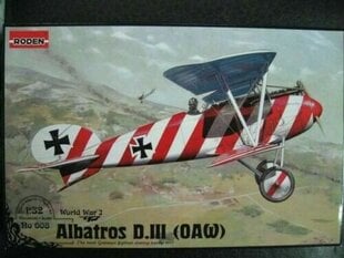 Склеиваемая Модель Roden 608 Albatros D.III OAW 1/32 цена и информация | Склеиваемые модели | pigu.lt