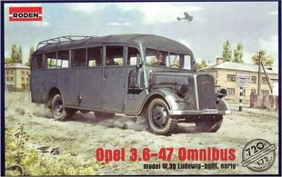 Склеиваемая модель Roden 720 Opel Blitz Omnibus модель W39 Ludewig (Essen) 1/72 цена и информация | Склеиваемые модели | pigu.lt