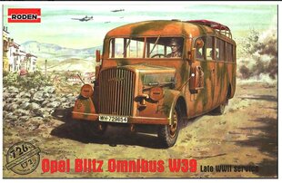 Склеиваемая модель Roden 726 Opel Blitz Omnibus W39 конца Второй мировой войны 1/72 цена и информация | Склеиваемые модели | pigu.lt