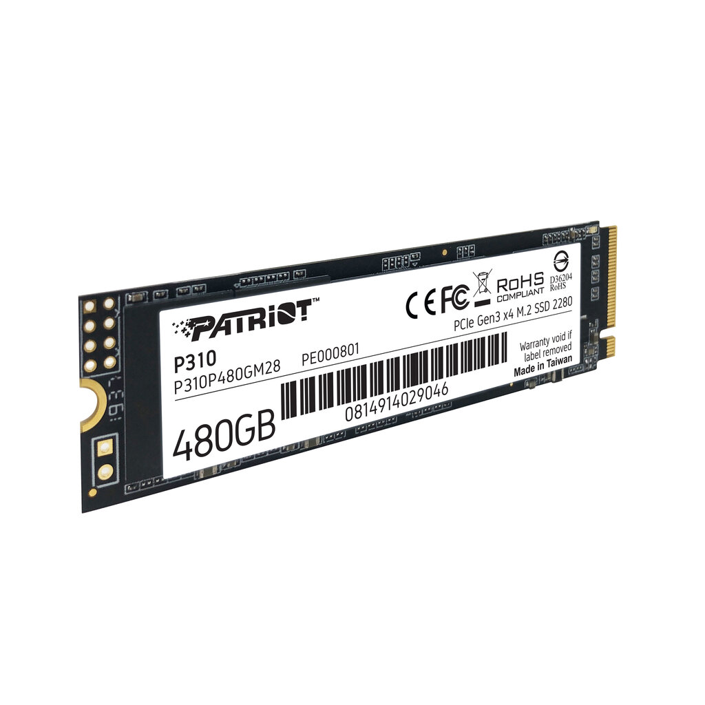 SSD Patriot P310 480GB M.2 2280 PCIe NVMe 4.0 x4 TLC цена и информация | Vidiniai kietieji diskai (HDD, SSD, Hybrid) | pigu.lt