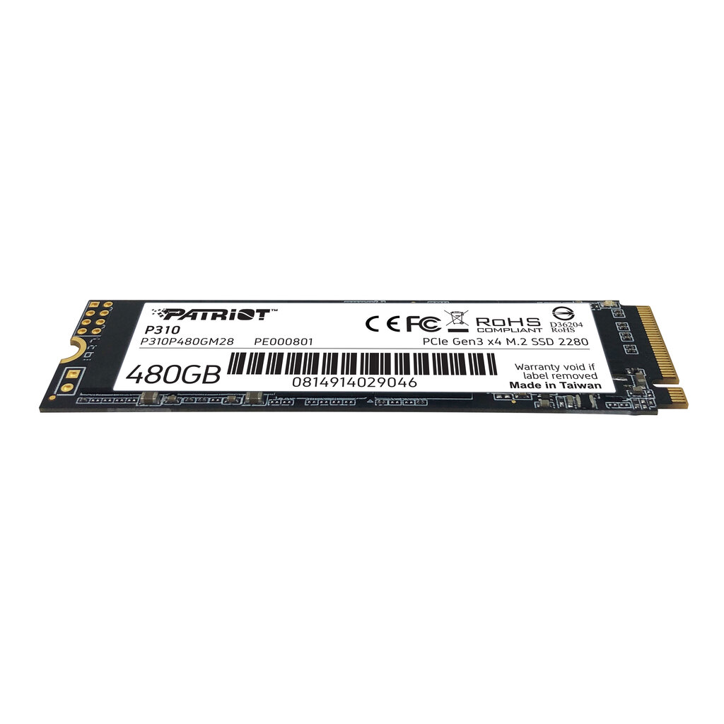 SSD Patriot P310 480GB M.2 2280 PCIe NVMe 4.0 x4 TLC цена и информация | Vidiniai kietieji diskai (HDD, SSD, Hybrid) | pigu.lt