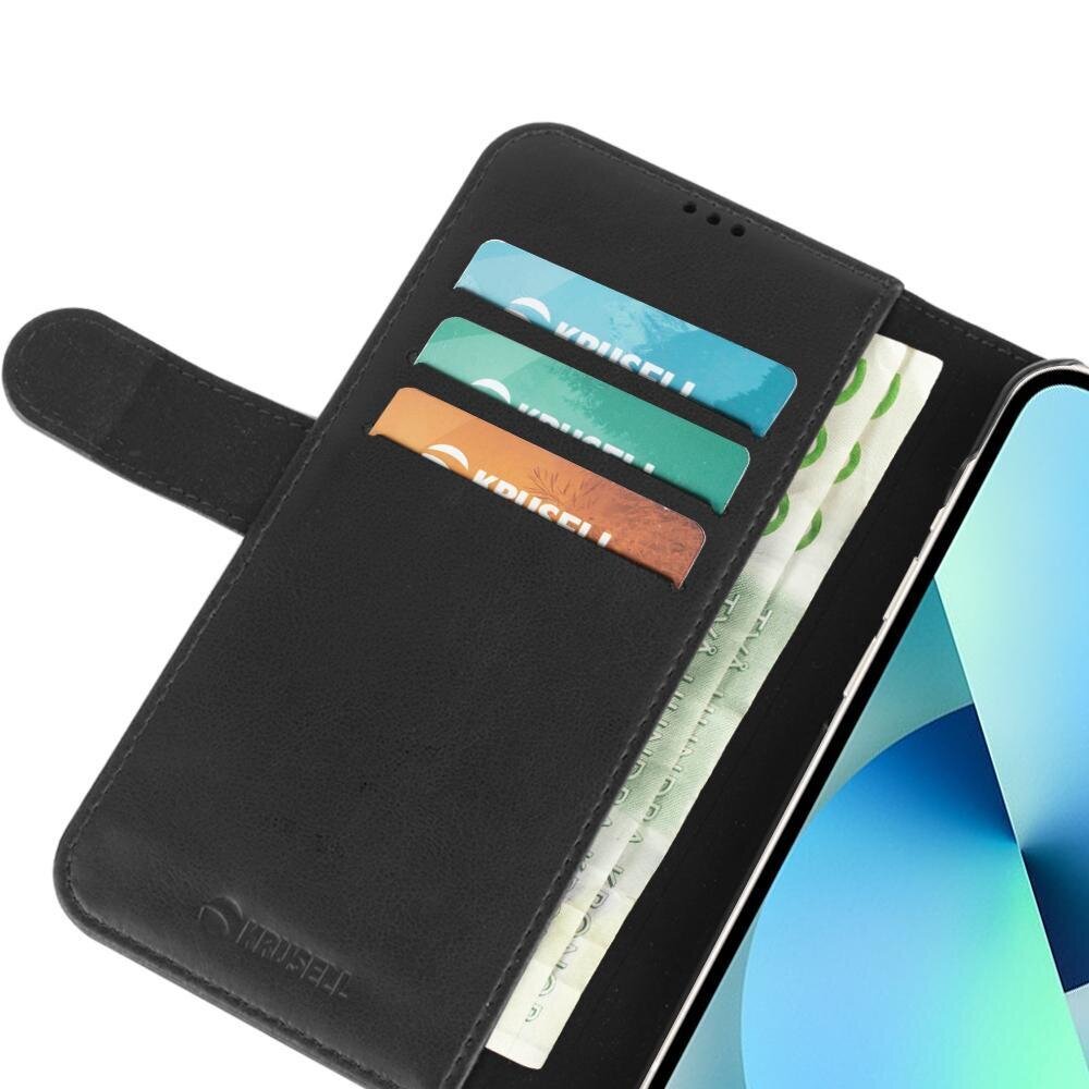 Krusell Phone Wallet, skirtas Apple iPhone 13 Mini, juodas kaina ir informacija | Telefono dėklai | pigu.lt