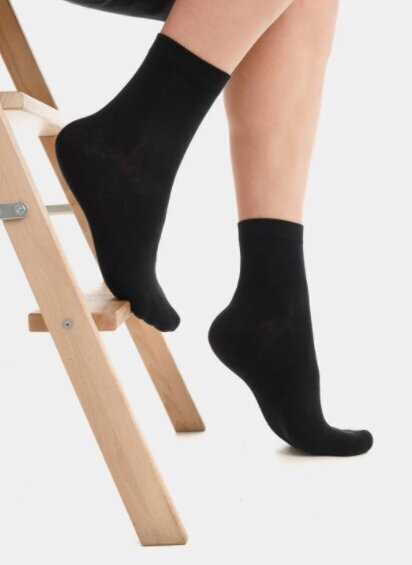 Moteriškos kojinės su besiūliu pirštu iš 100% medvilnės, juodos, 5 vnt kaina ir informacija | Moteriškos kojinės | pigu.lt