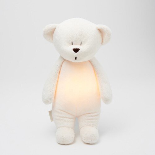 Migdukas su naktine lempa ir rožiniu triukšmu Moonie meškiukas, kreminis kaina ir informacija | Žaislai kūdikiams | pigu.lt