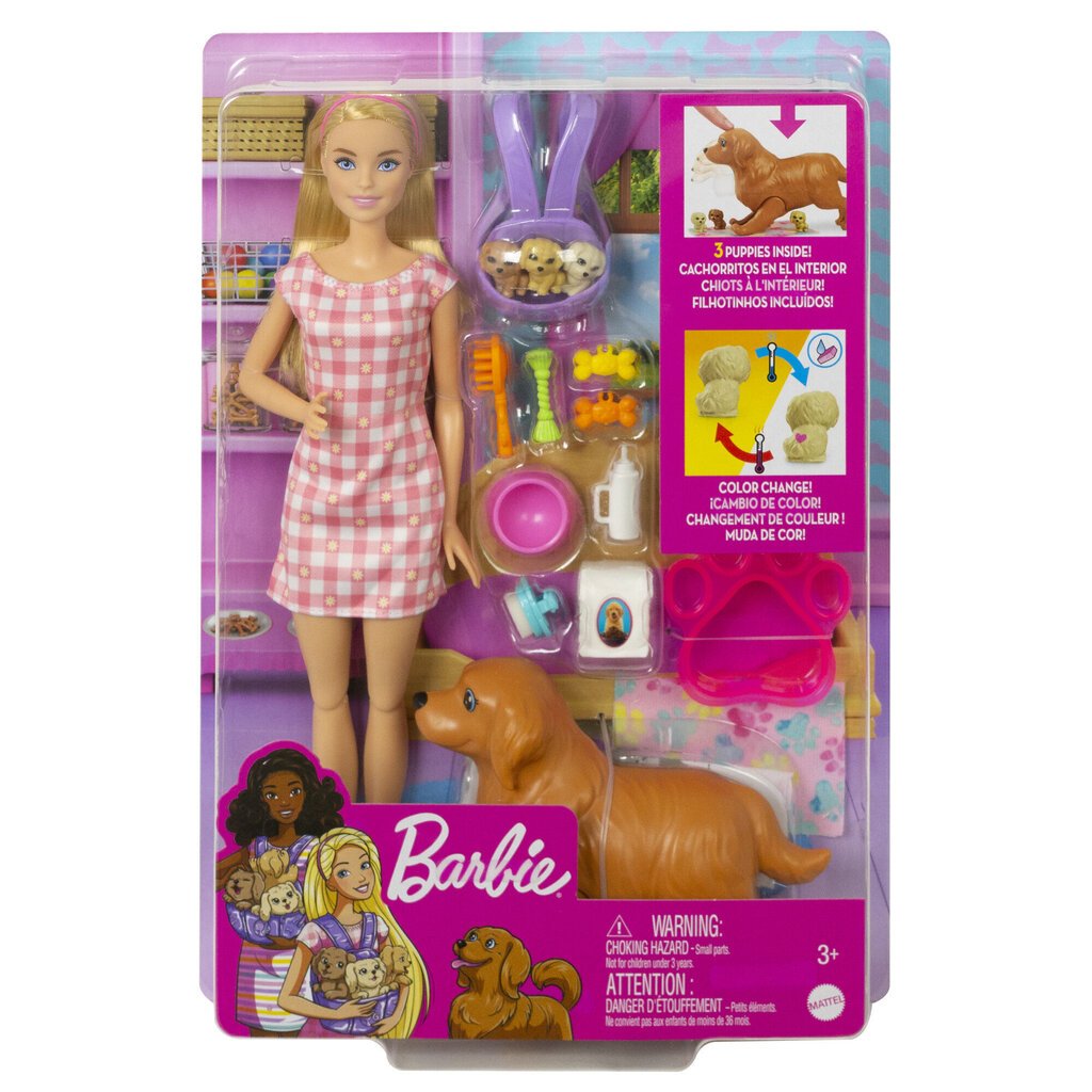 Lėlė Barbie su naujagimiais šuniukais, HCK75 цена и информация | Žaislai mergaitėms | pigu.lt