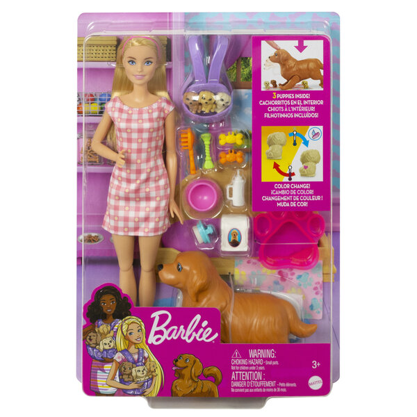 Lėlė Barbie su naujagimiais šuniukais, HCK75 kaina | pigu.lt