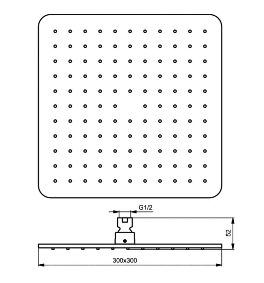 Dušo galva Idealrain Cube, kvadratinė, 300x300 mm, B0025AA kaina ir informacija | Maišytuvų ir dušų priedai | pigu.lt