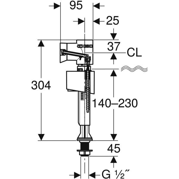 Vandens pripildymo mechanizmas Geberit 340 tipo 1/2", apatinio pajungimo, plastikinis pajungimas. 136.726.00.1 kaina ir informacija | Priedai unitazams, bidė | pigu.lt