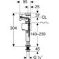 Vandens pripildymo mechanizmas Geberit 340 tipo 1/2", apatinio pajungimo, plastikinis pajungimas. 136.726.00.1 kaina ir informacija | Priedai unitazams, bidė | pigu.lt