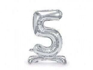 Folinis balionas skaičius 5, sidabrinis, pastatomas, 70 cm kaina ir informacija | Balionai | pigu.lt
