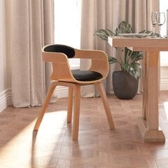 Valgomojo kėdė, juoda, išlenkta mediena ir dirbtinė oda цена и информация | Стулья для кухни и столовой | pigu.lt