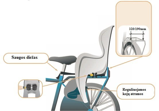 Galinė dviračio kėdutė Bellelli Mr. Fox Clamp, pilka kaina ir informacija | Dviračių kėdutės vaikams | pigu.lt