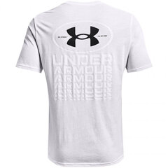 Marškinėliai vyrams Under Armor Repeat Ss graphics 1371264 100, balti цена и информация | Мужские футболки | pigu.lt