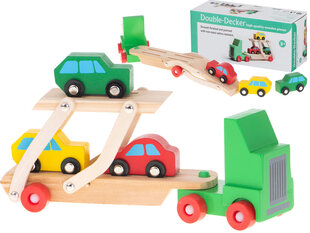 Деревянный трактор с автомобилями цена и информация | Развивающие игрушки | pigu.lt