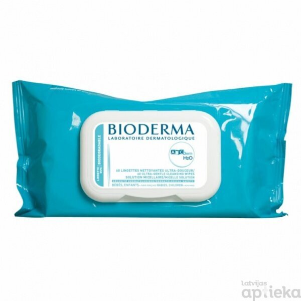 Švelnios valomosios servetėlės vaikams Bioderma ​​ABCDerm H2O 60 vnt kaina ir informacija | Vatos gaminiai, drėgnos servetėlės | pigu.lt