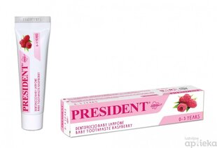 Dantų pasta vaikams President Baby Raspberry 0-3, avietinė, 30 ml kaina ir informacija | Dantų šepetėliai, pastos | pigu.lt