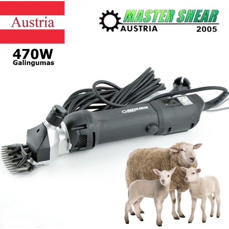 Avių vilnos kirpimo mašinėlė 470W Master Shear Austria kaina ir informacija | Prekės ūkiniams gyvūnams | pigu.lt
