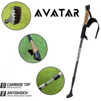 Палки для скандинавской ходьбы с пробковыми ручками AVATAR P2, черные цена и информация | Палки для ходьбы | pigu.lt